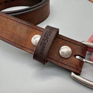 Versacarry Leather Belt Classic Carry Double Ply Distressed Brown Size 52 USA